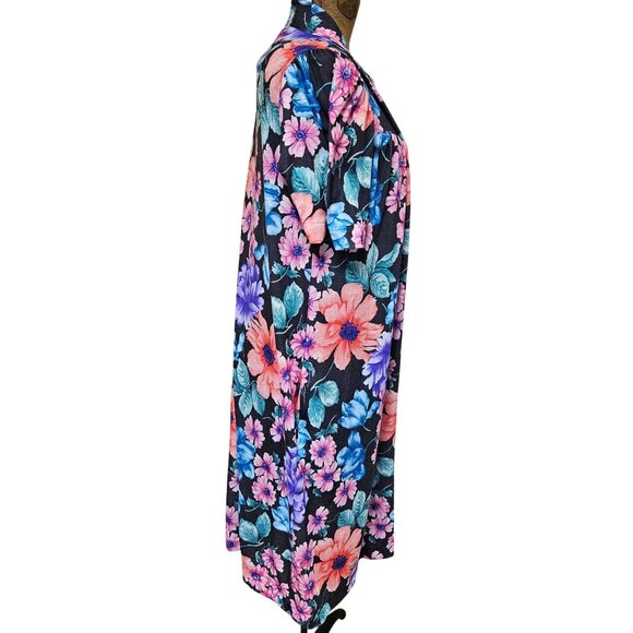Vintage Lorraine Floral Button Down House Dress S Polyester Short Sleeve USA - Picture 4 of 10